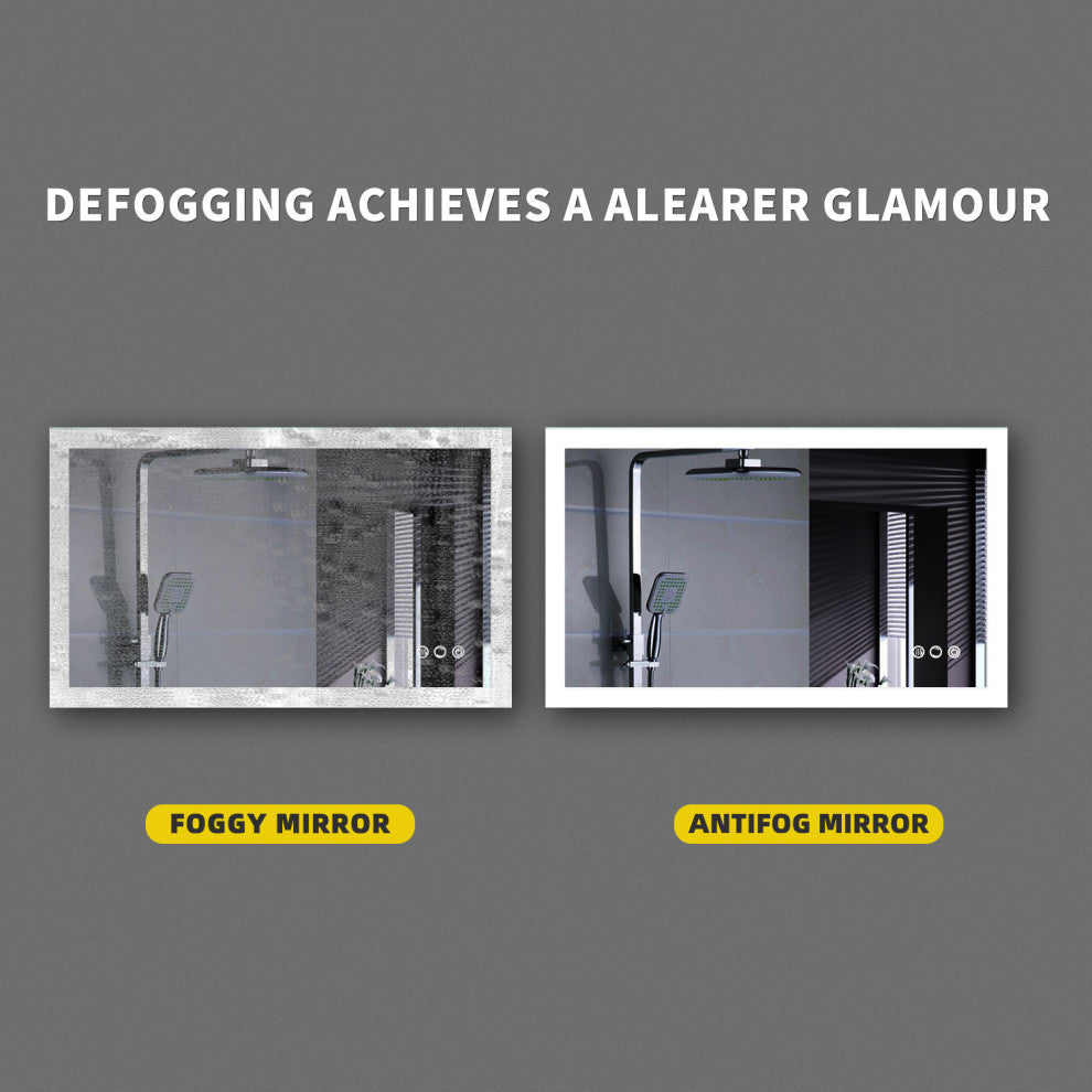 40x24 In. Smart Touch Backlit Dimmable Multi-Color Anti-Fog LED Vanity Mirror