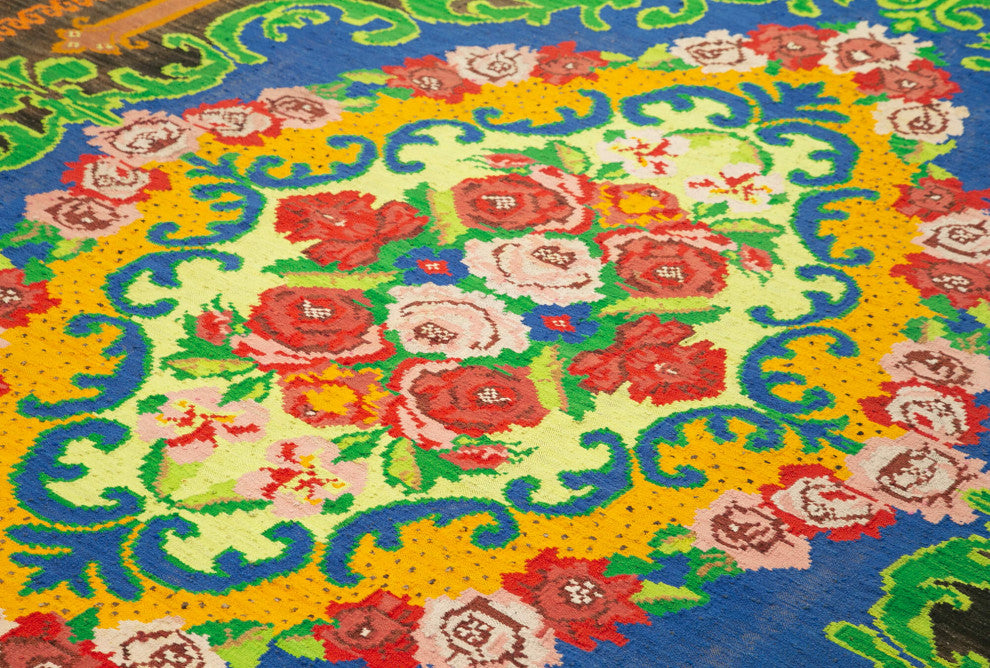 Rug N Carpet - Handmade Moldovian 6' 11'' x 10' 3'' Antique Rose Kilim Rug