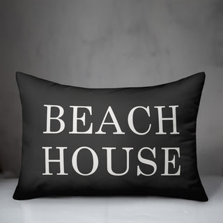 Beach House Black Outdoor Lumbar Pillow