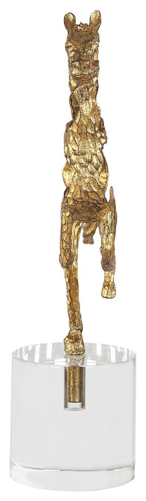 Uttermost 18146 Gallop 14-3/4" Tall Crystal and Zinc Animals - Crystal / Gold