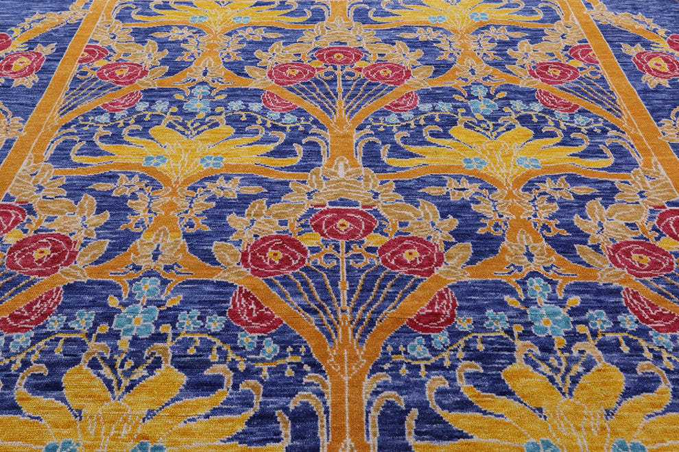 10' Square William Morris Hand-Knotted Wool Rug - Q14969