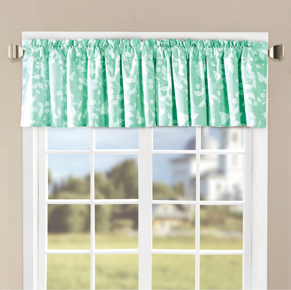 Birdsong 2 Piece Valance Set, Green, 60"x18"