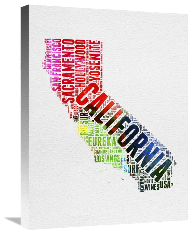 "California Watercolor Word Cloud" Fine Art Print