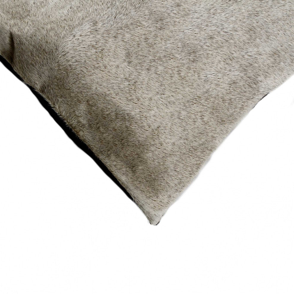 HomeRoots 18" x 18" x 5" Gray Cowhide Pillow 2-Pack