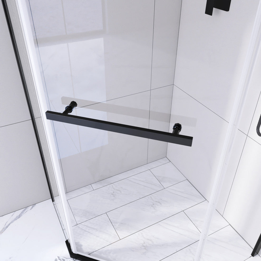 Neo-angle Pivot Semi-Frameless Corner Shower Enclosure, Matte Black