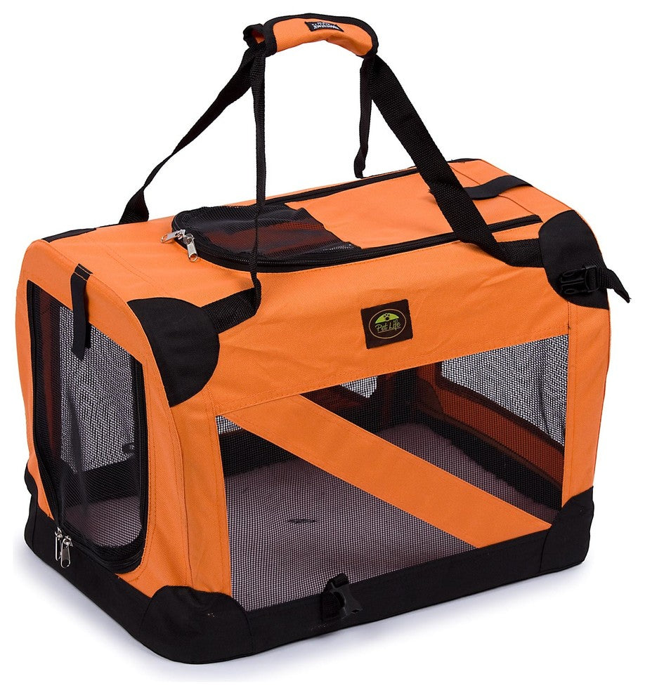 Folding Zippered Vista View House Pet Crate, Orange, Large