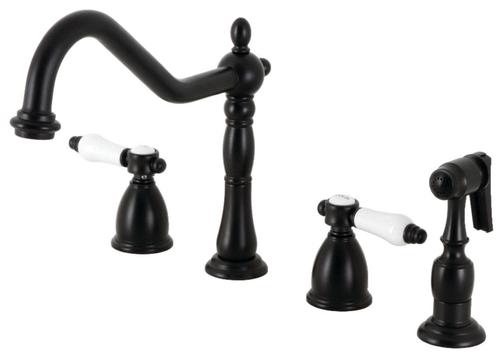 Kingston Brass KB1790BPLBS Widespread Kitchen Faucet, Brass Sprayer