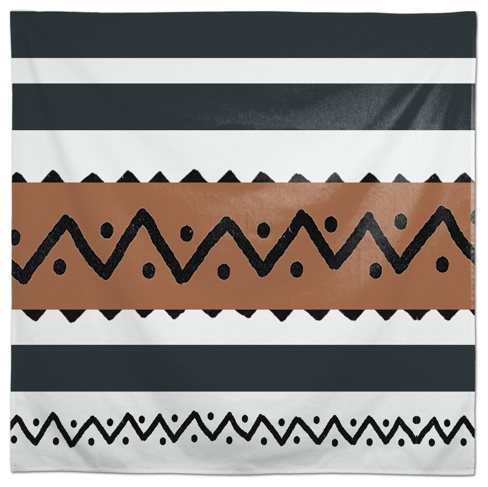 Brown Black Tribal 58x58 Tablecloth