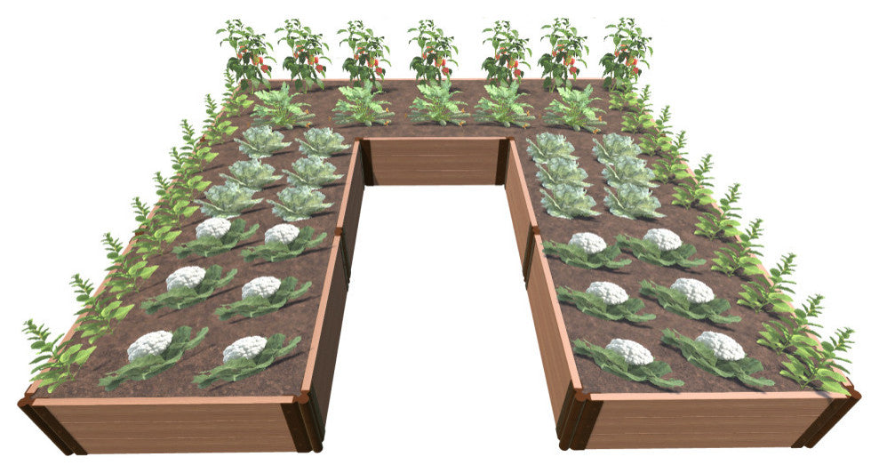 Classic Sienna Walk-In Jumbo U-Shape' 12'x12' 16.5" Raised Garden Bed, 2"