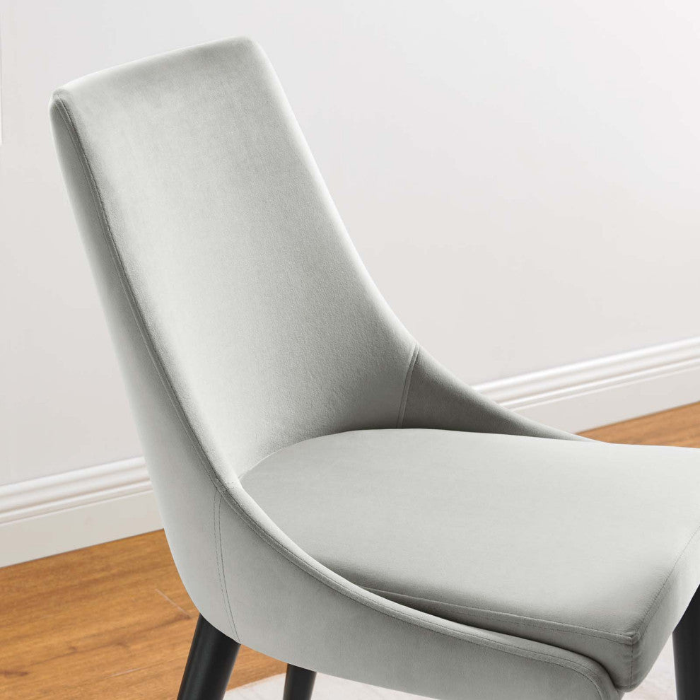 Viscount Accent Performance Velvet Dining Chairs, Set of 2, Light Gray