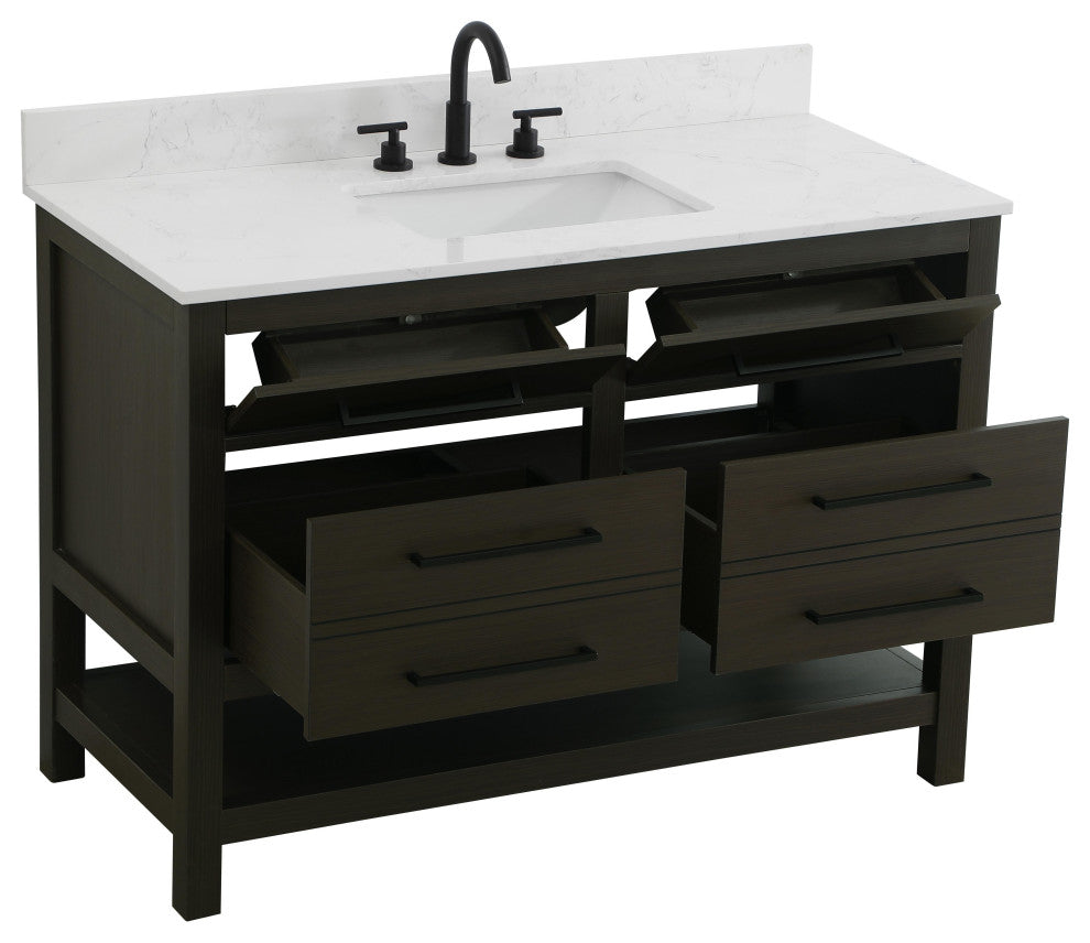 Home Living 48" Single Bathroom Vanity, Mocha Brown With Backsplash