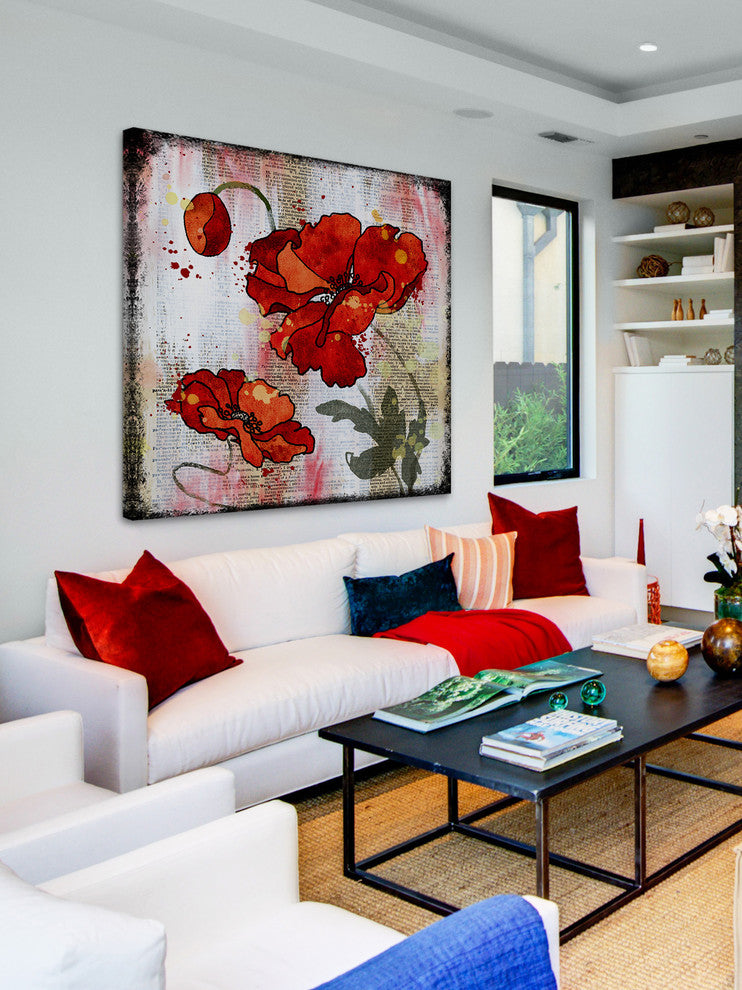 Marmont Hill, "Poppy Talk" by Vicki Butler Painting Print, Wrapped Canvas
