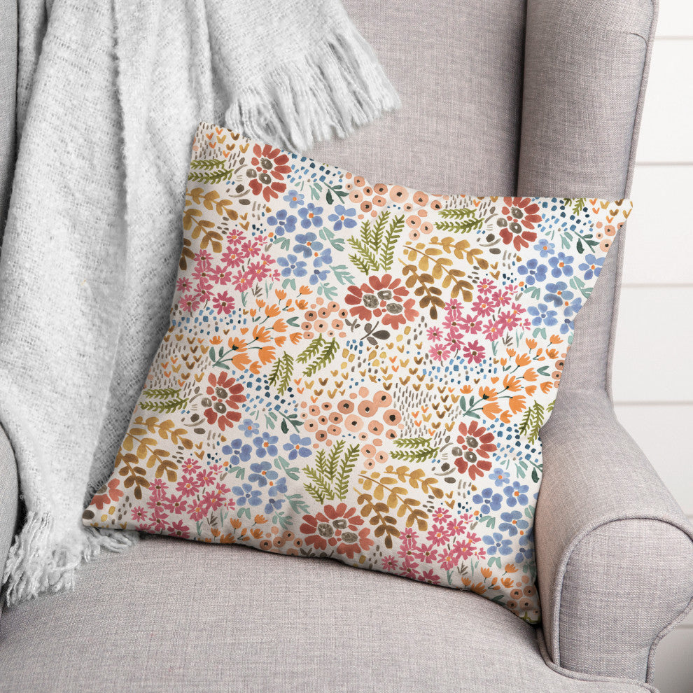 Bright Multi Floral 18"x18" Spun Poly Pillow