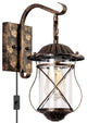 Rust Wall Light Vintage Industrial Arm Cage Wall Sconce With Glass Shade