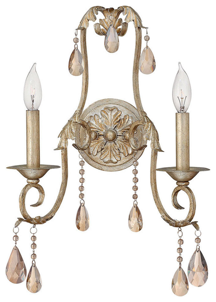 Hinkley Carlton Medium Two Light Sconce, Silver Leaf