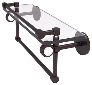 Clearview 16" Glass Gallery Shelf, Towel Bar and Groovy Accents, Antique Bronze
