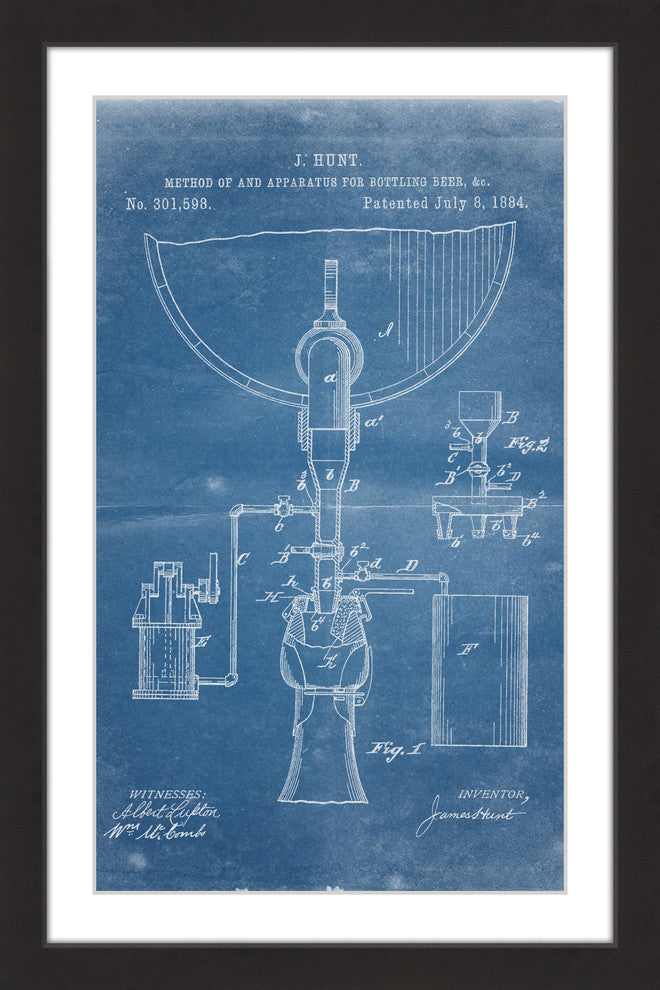 "Bottling Beer 1884 Blueprint" Framed Painting Print