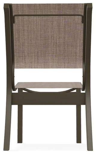 Leeward Sling Stackable Outdoor Dining Chair, Augustine Fennel/Beachwood