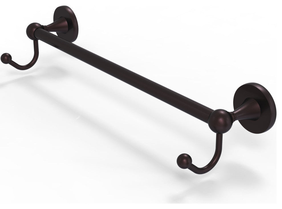 Shadwell 24" Towel Bar with Integrated Hooks, Antique Bronze