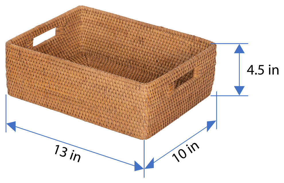 Loma Rattan Shelf and Organizing Basket, Small, Honey Brown