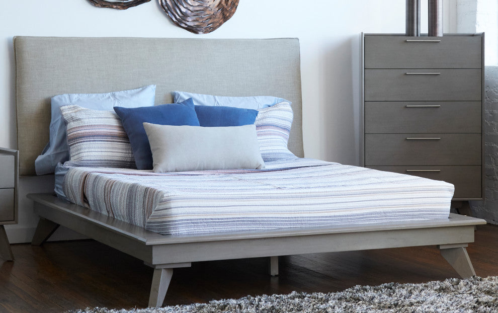 Portland Wood Platform Bed, Gray, Queen