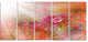 Little Red and Pink Flowers Spring, Floral Canvas Artwork, 60"x28", 5 Panels