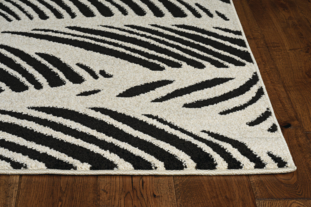 KAS Lucia 2770 Black/White Folia Area Rug, 7'7"x10'10"