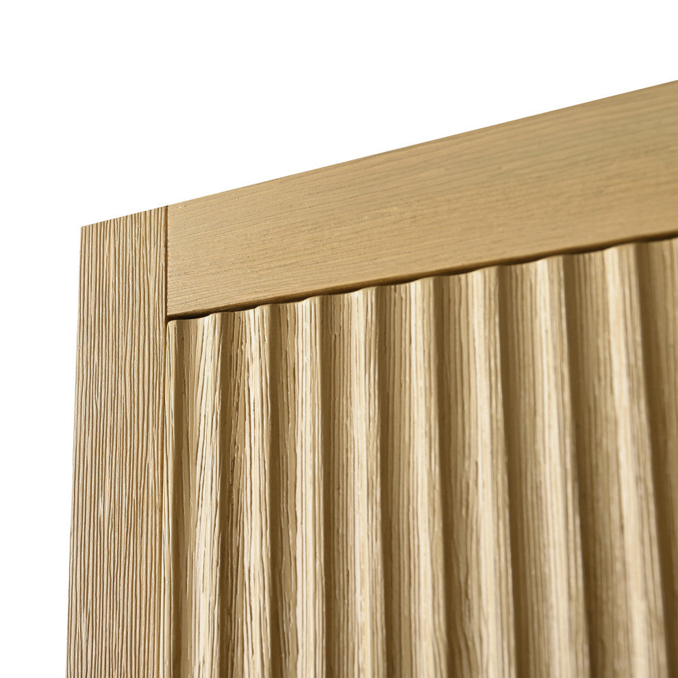 Vanity Art 24" Wall Mounted Bathroom Storage Cabinet, Linear Natural Oak, Matte Black Handle