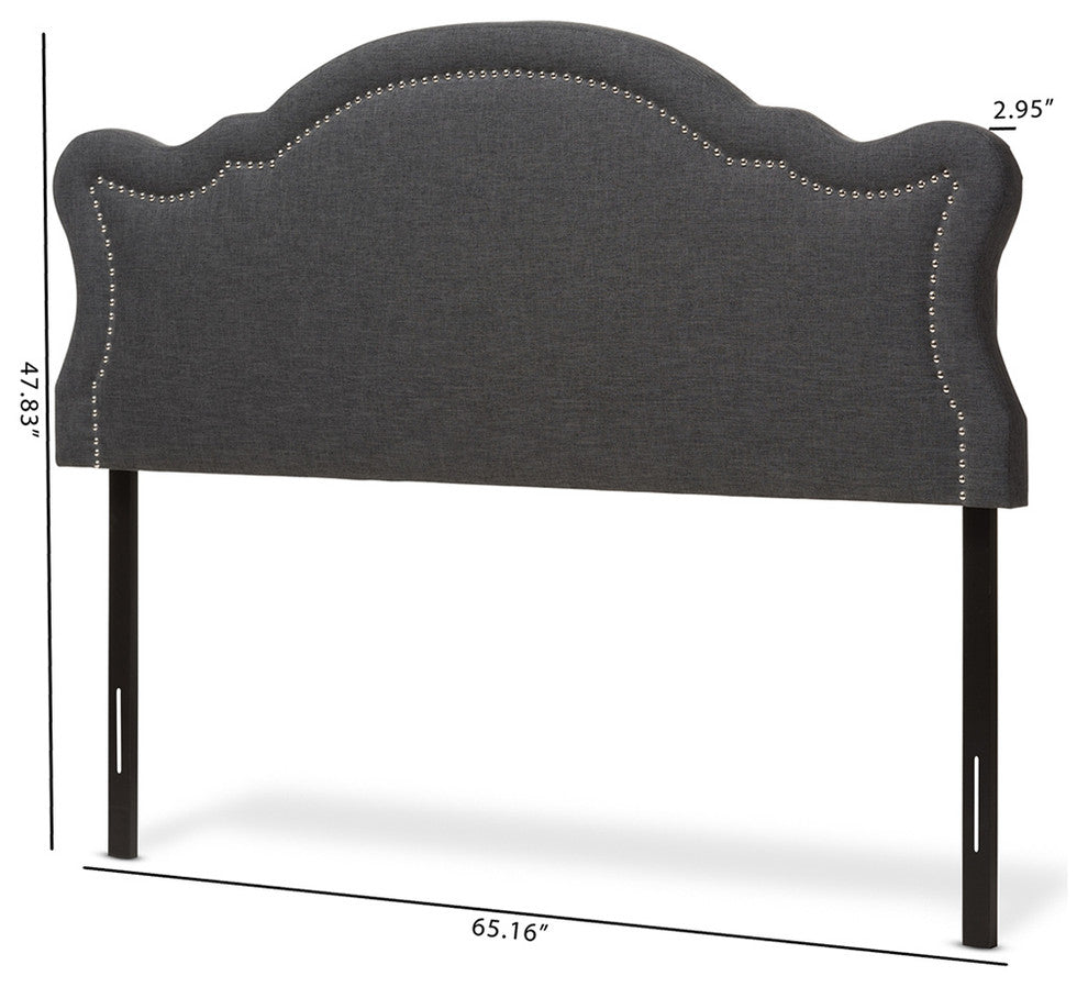 Avery Modern Dark Gray Fabric Queen Size Headboard