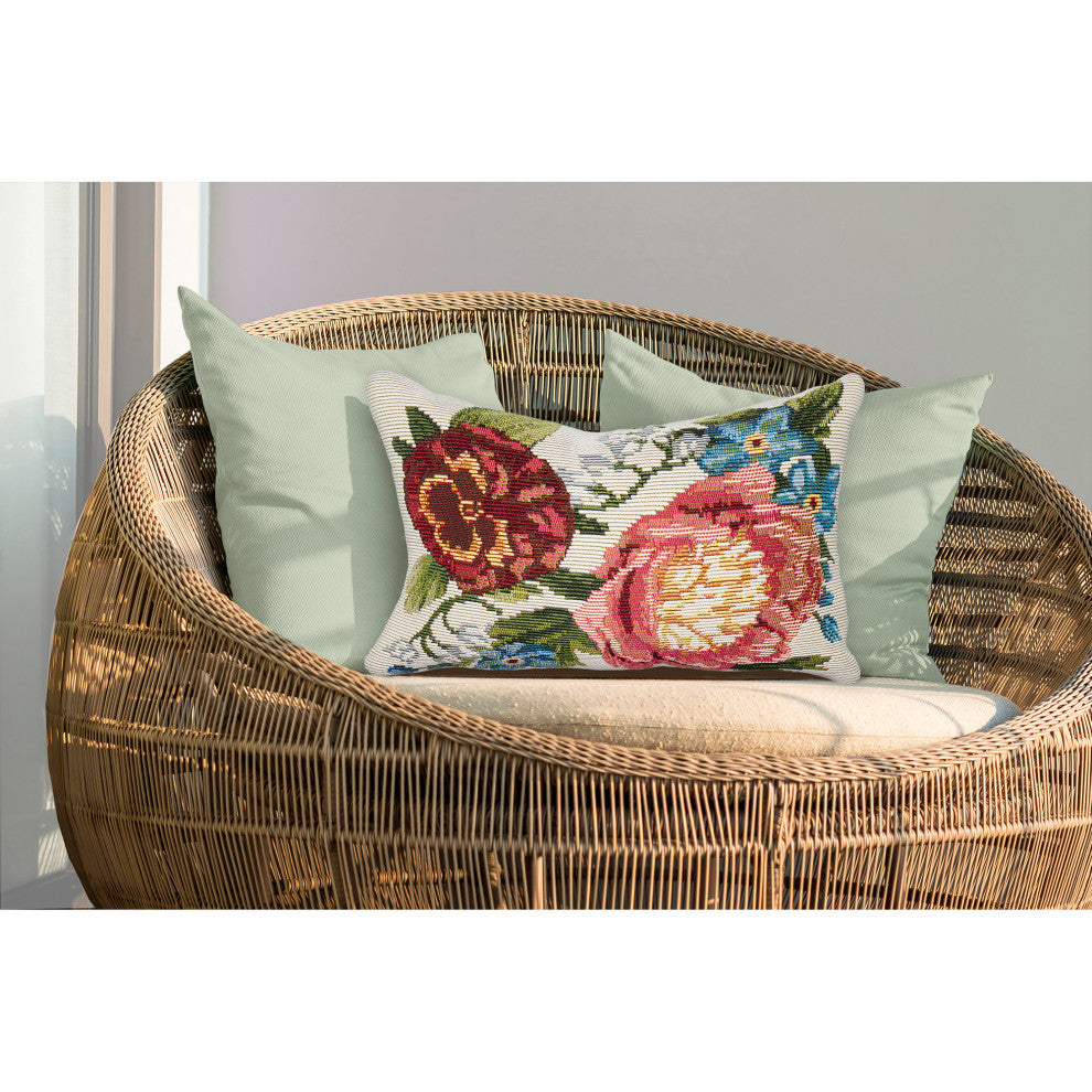 Marina Secret Garden Indoor/Outdoor Pillow Cream 12"x18"