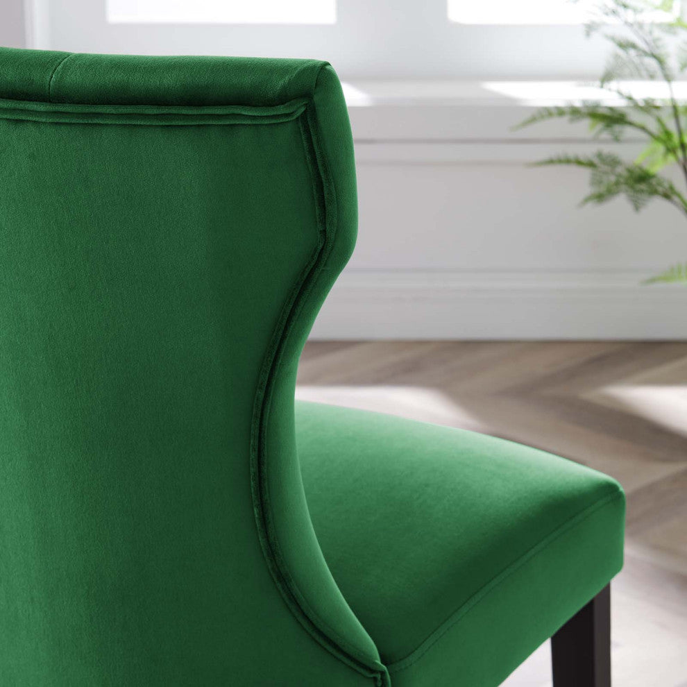 Side Dining Chair, Set of 2, Green, Velvet, Modern, Cafe Bistro Hospitality