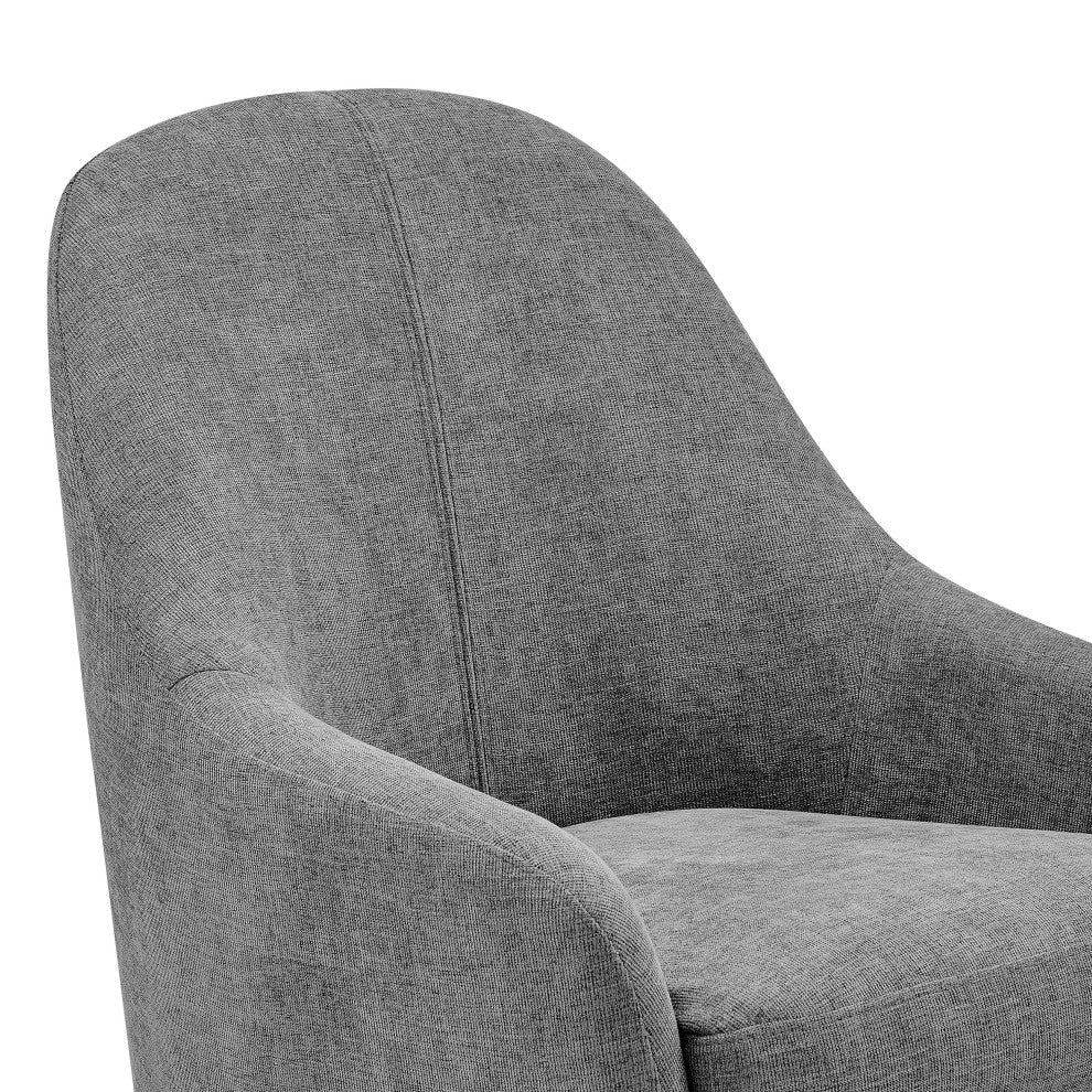 Selene Lounge Chair, Gray Fabric With Black Chrome Steel Legs