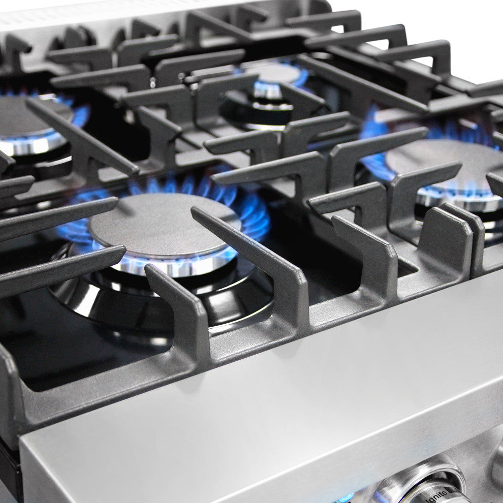 24" Slide-In Freestanding Gas Range With 4 Sealed Burners, Cast Iron Grates