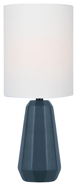 Charna Mini Talbe Lamp in Jet Black Ceramic with White Linen Shade A 60W