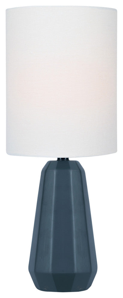 Charna Mini Talbe Lamp in Jet Black Ceramic with White Linen Shade A 60W