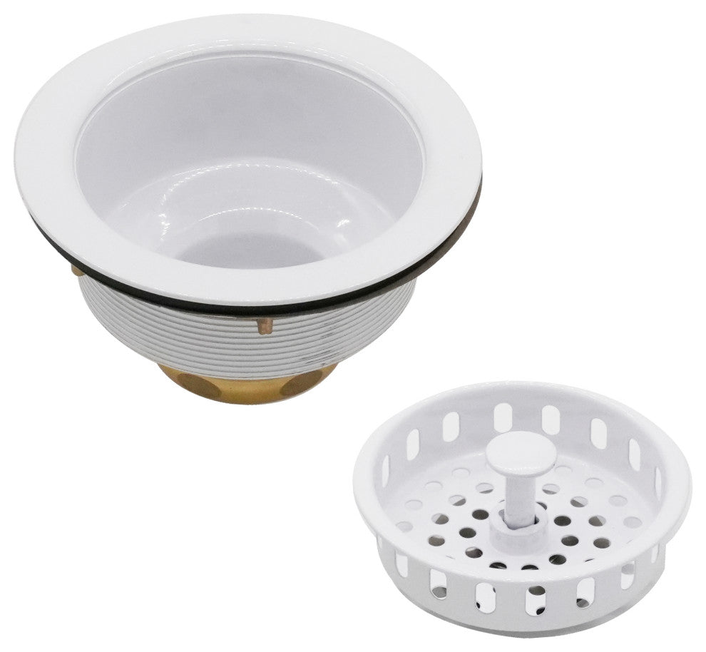 Post Style Large Kitchen Basket Strainer, Powder Coated White