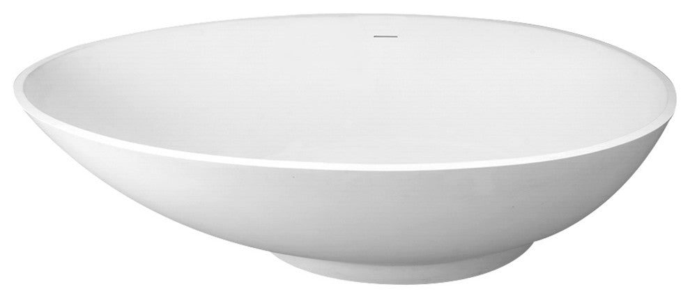 70 in. W Solid Surface Freestanding Flatbottom Soaking Bathtub in Matte White