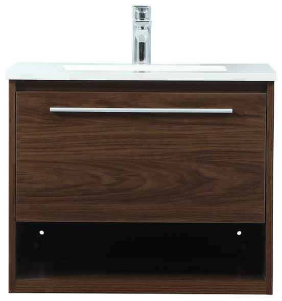 Rabi Single Bathroom Vanity, Walnut, 24"