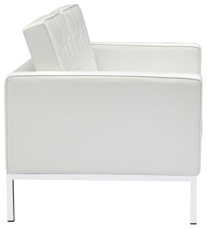 Modern Classics Button Loveseat in Leather, White