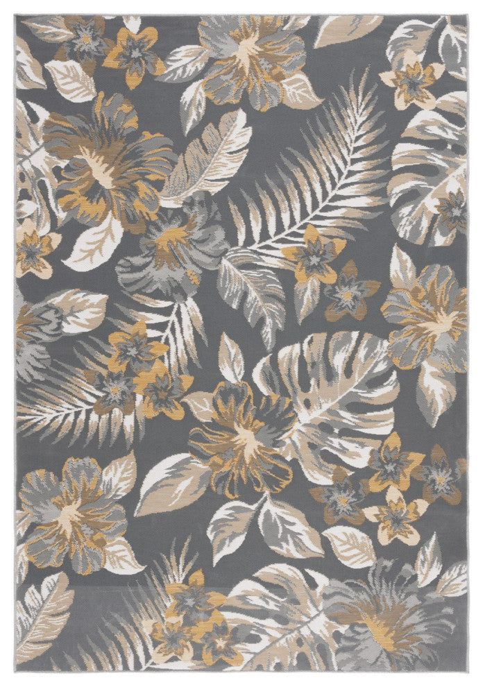 Safavieh Sunrise Collection SUN671 Indoor-Outdoor Rug, Ivory/Grey Gold, 4'x5'7"