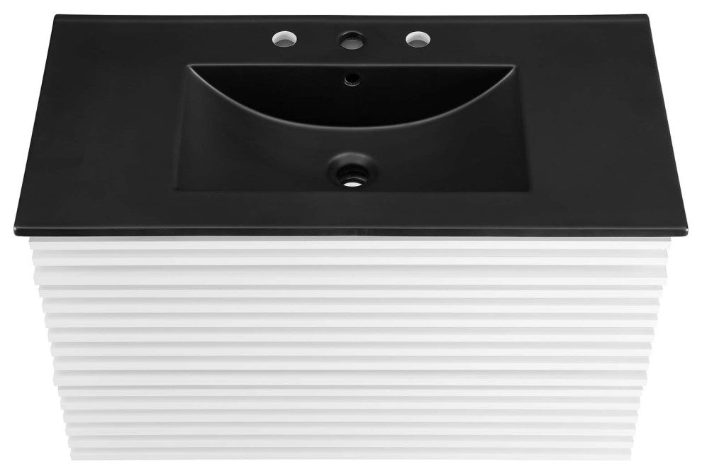 Render 36" Wall-Mount Bathroom Vanity, White Black