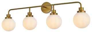 Helen 4-Light Bath Sconce, Brass With Frosted Shade