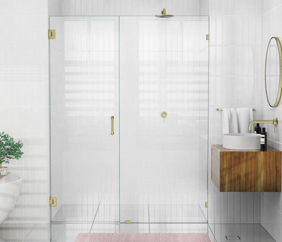 78"x61.75" Frameless Shower Door Wall Hinge, Satin Brass