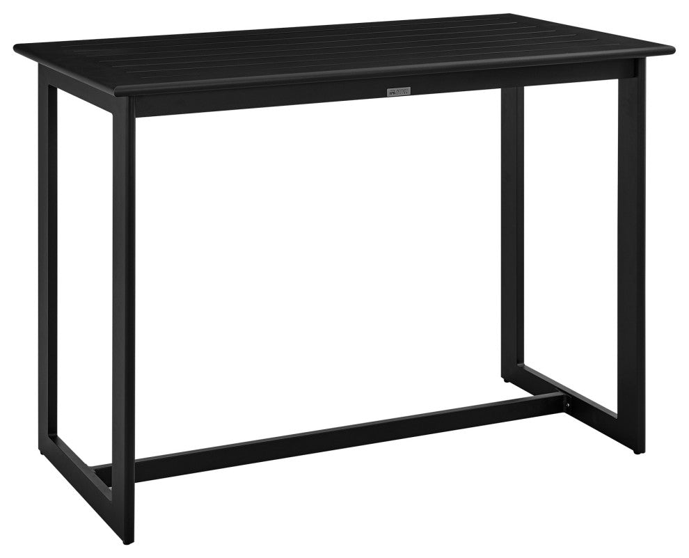 Wiglaf Outdoor Patio 5-Piece Bar Table Set, Aluminum With Gray Cushions