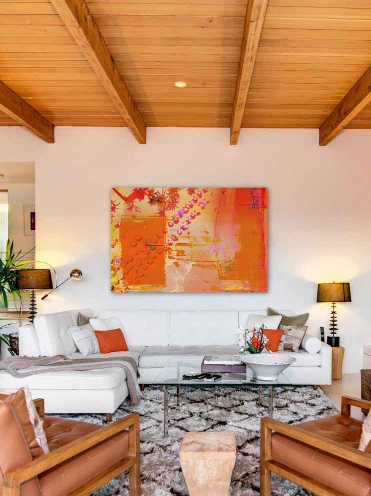 "Orange Glow" Painting Print on Wrapped Canvas, 18"x12"
