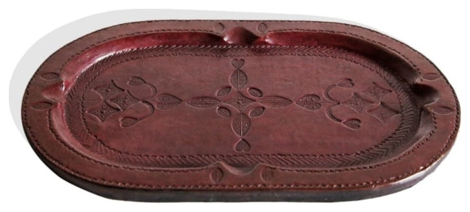 Set of Four Handmade African Leather Trays