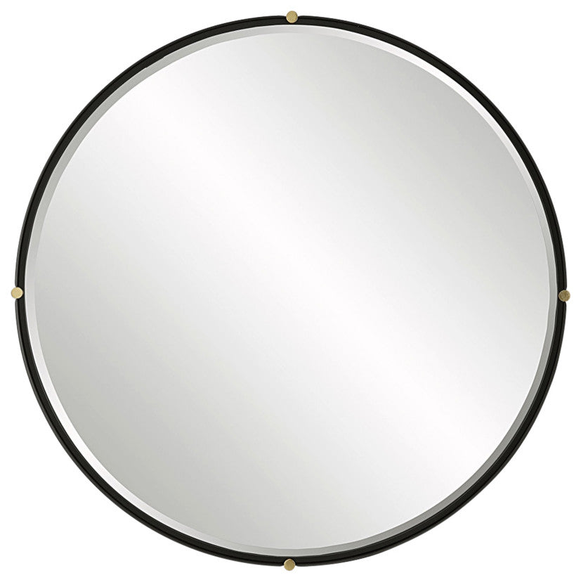 Uttermost Bonded Round Black Mirror