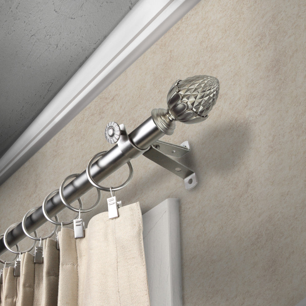 Opal 13/16" Diameter Curtain Rod, Satin Nickel, 18-28"