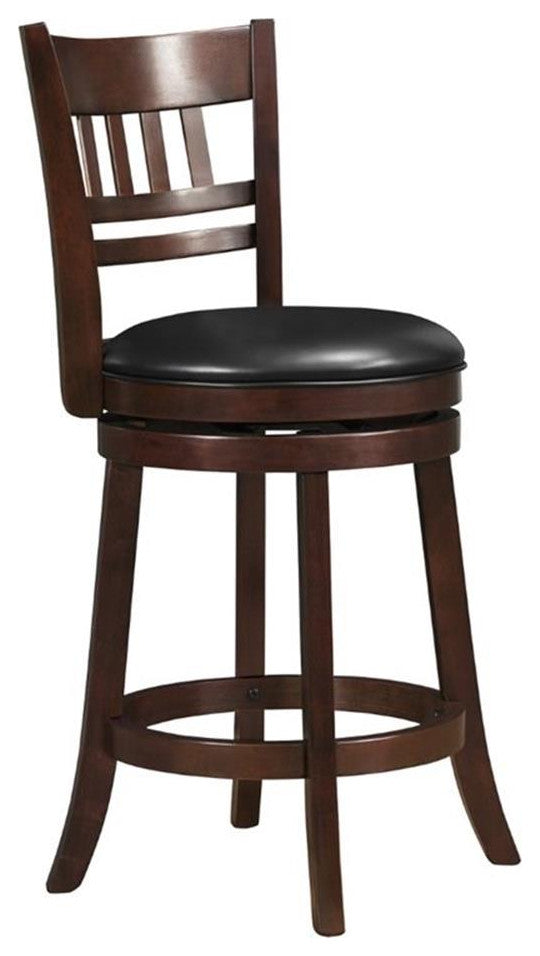 Pemberly Row Faux Leather Swivel Counter Stool in Dark Cherry