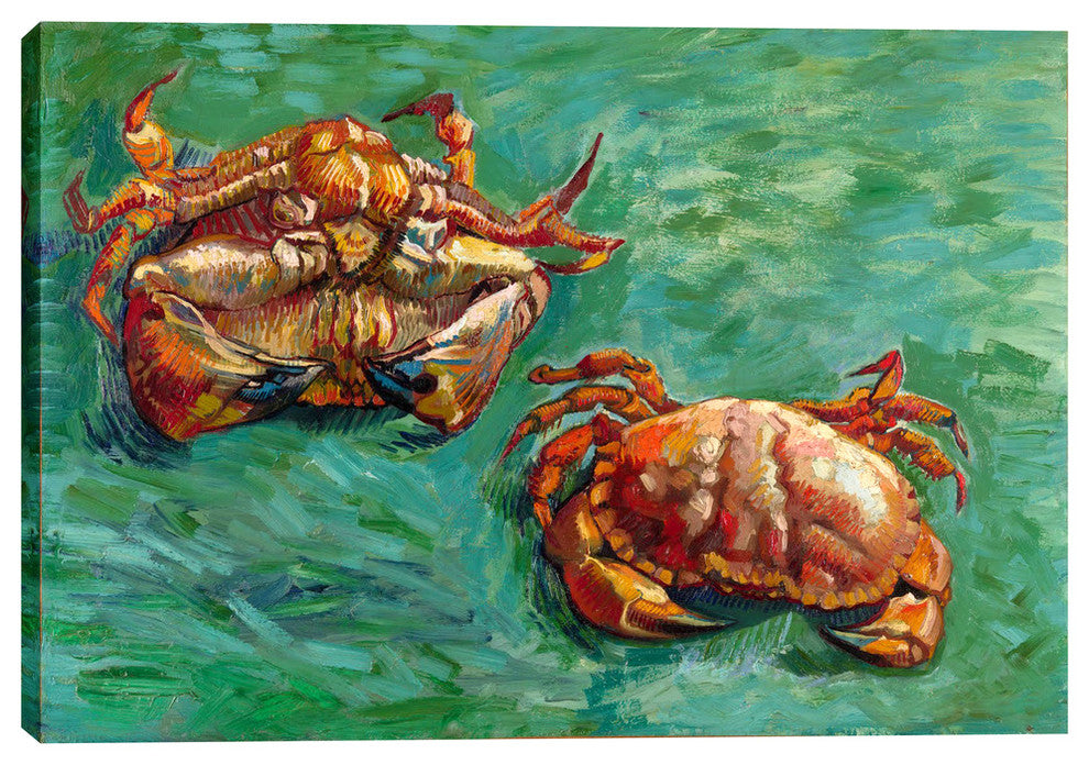 Epic Graffiti "Two Crabs" by Vincent Van Gogh Giclee Canvas Wall Art, 12"x18"